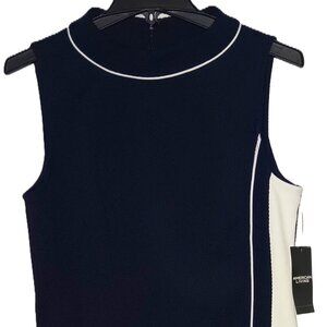 American Living NWT Sleeveless Navy Blue & White MIDI Dress Size 12